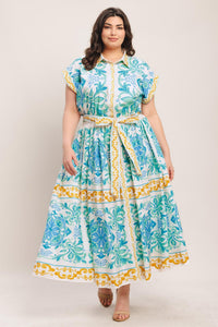BLUE REGALIA WOVEN MIDI DRESS