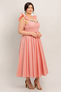 BLUSHED WITH LOVE WOVEN MIDI DRESS