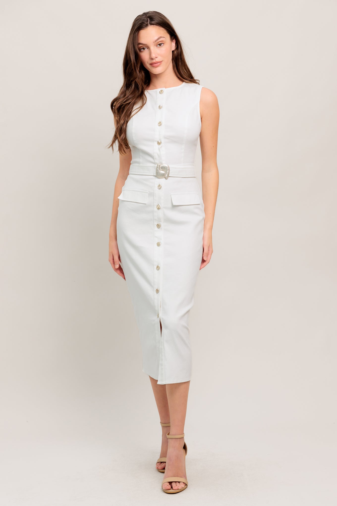 ROUGE ROMANCE TWILL MIDI DRESS