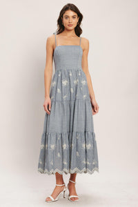 SALT AIR STRIPE WOVEN MIDI DRESS