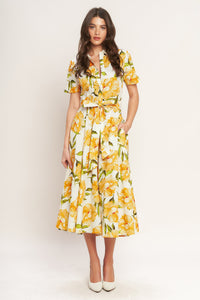 UPLIFTING PALETTE WOVEN MIDI DRESS