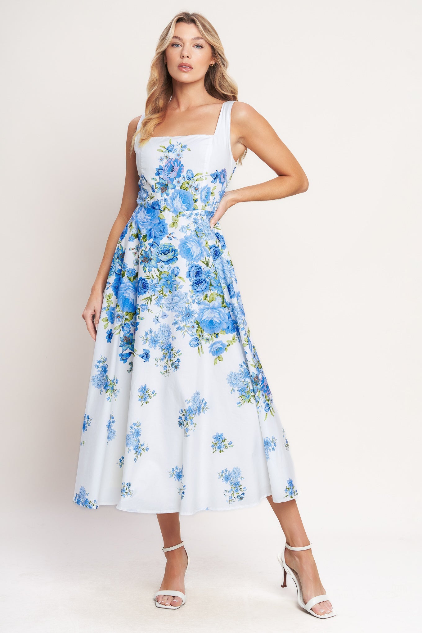 CLASSIC BLOOM DAY WOVEN MIDI DRESS