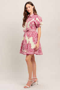 TEA AT NOON PAISLEY WOVEN MINI DRESS