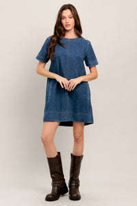 SIMPLY PUT TOGETHER DENIM MINI DRESS