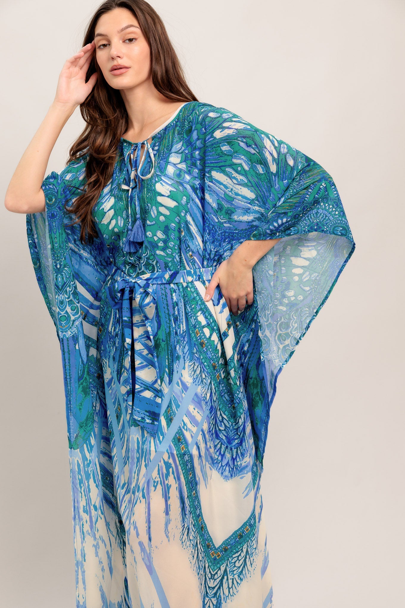 JUST LANDED IN PARADISE WOVEN KAFTAN MAXI DRESS