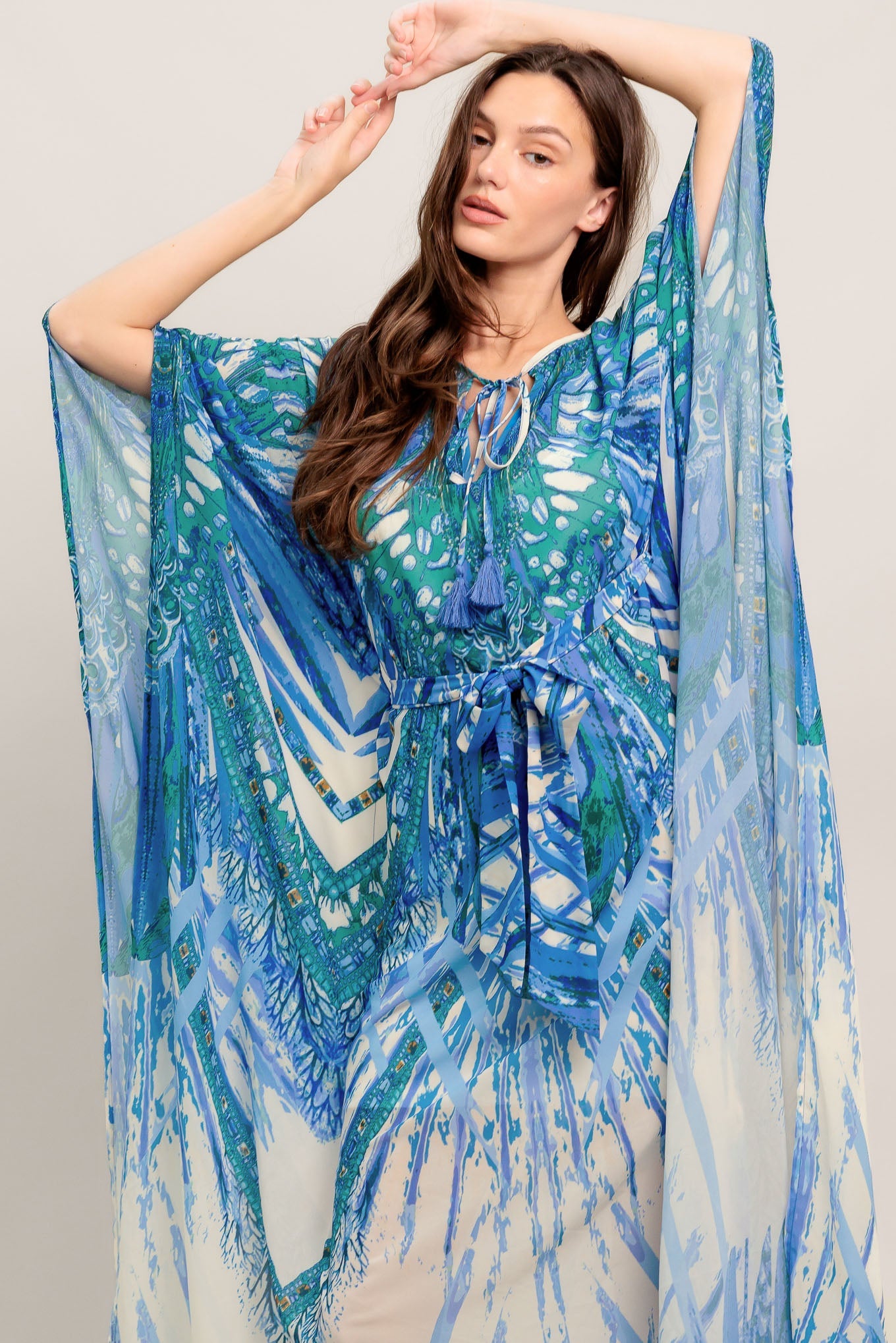 JUST LANDED IN PARADISE WOVEN KAFTAN MAXI DRESS