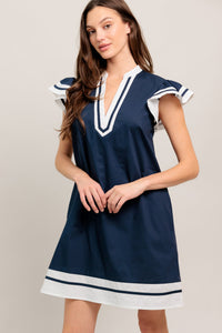 PORTSIDE POLISH WOVEN MINI DRESS
