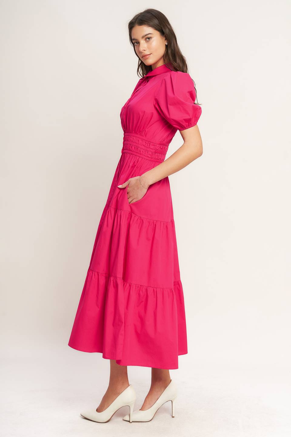 SUGAR CLOUD WOVEN MIDI DRESS