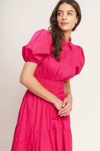 SUGAR CLOUD WOVEN MIDI DRESS