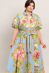 BLUE PALACE WOVEN MIDI DRESS