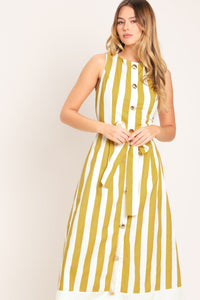 SUNSHINE STRIPE WOVEN MIDI DRESS