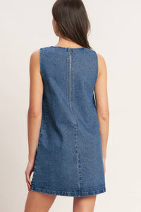 ARTISAN-INSPIRED DENIM MINI SHIFT DRESS