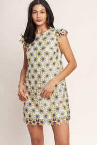 LITTLE RAY OF JOY WOVEN LACE MINI SHIFT DRESS