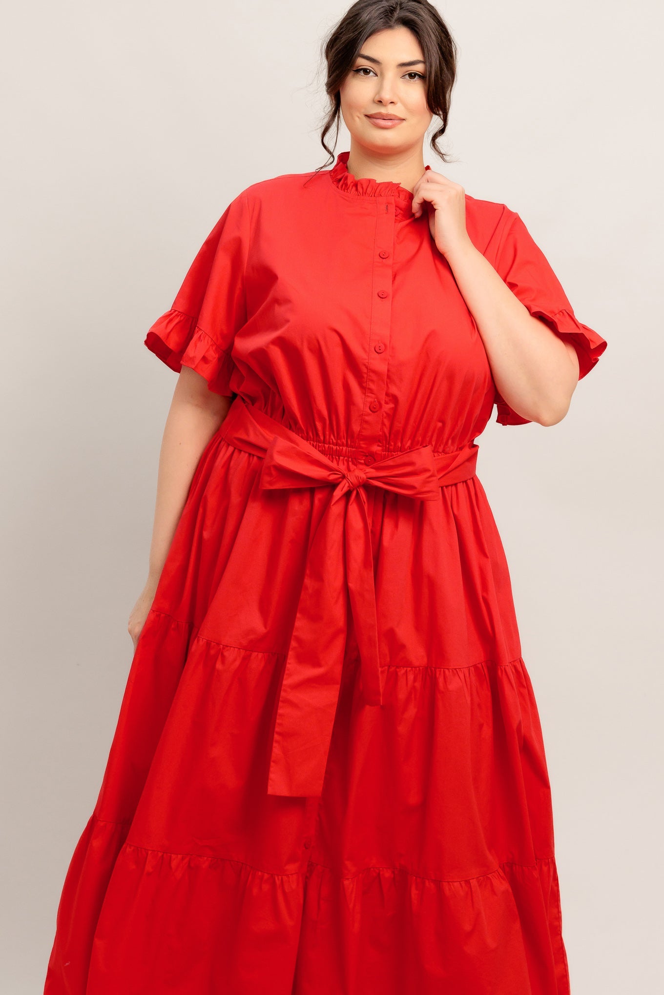 FEELS LIKE A COMPLIMENT WOVEN MIDI DRESS