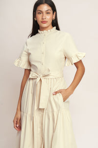 FEELS LIKE A COMPLIMENT WOVEN MIDI DRESS