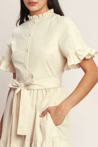 FEELS LIKE A COMPLIMENT WOVEN MIDI DRESS