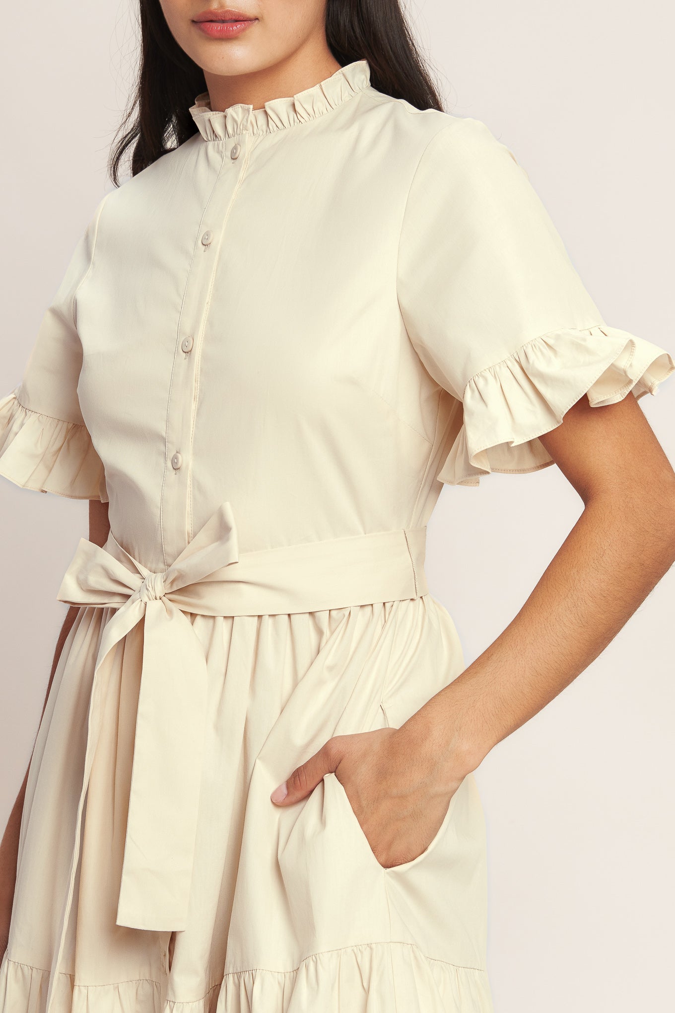 FEELS LIKE A COMPLIMENT WOVEN MIDI DRESS