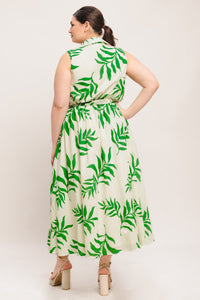 GREEN DAYDREAM WOVEN MIDI DRESS