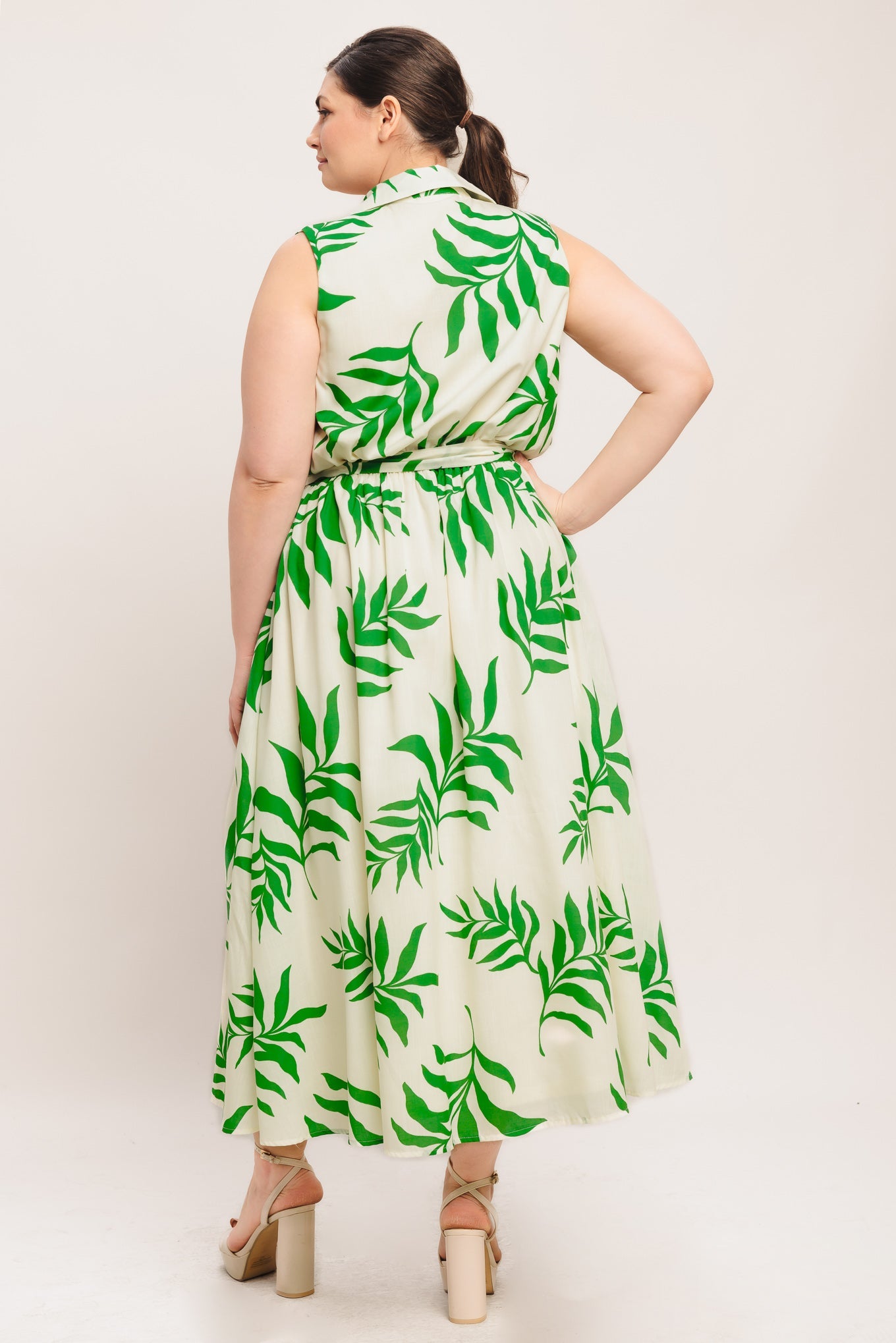 GREEN DAYDREAM WOVEN MIDI DRESS