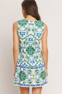 EURO BLUE WOVEN MINI DRESS
