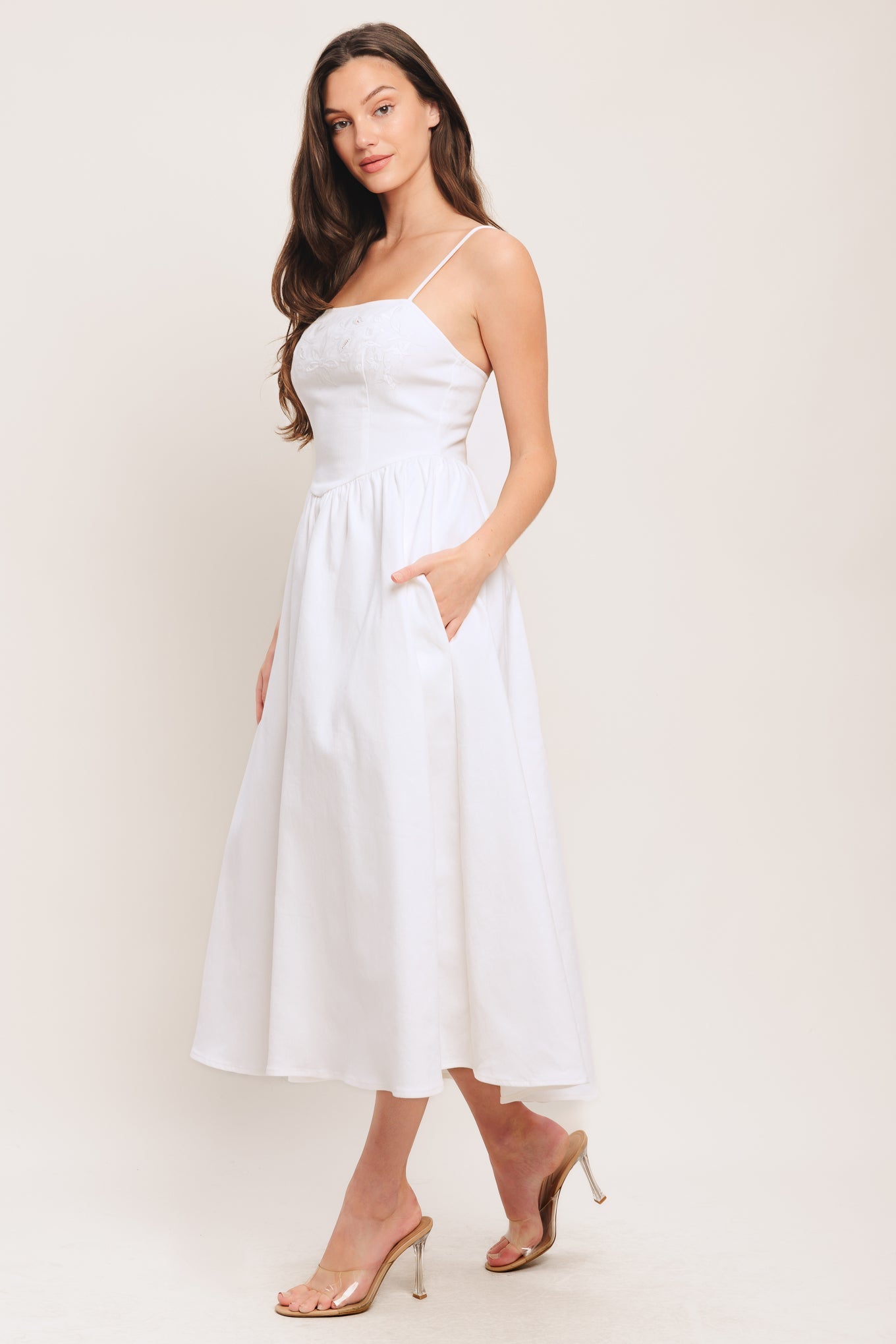 CLOUD PETAL WOVEN MIDI DRESS