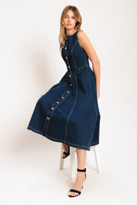 EFFORTLESS POLISH DENIM MIDI DRESS
