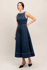 SIMPLE STATEMENT DENIM DENIM MIDI DRESS