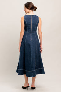SIMPLE STATEMENT DENIM DENIM MIDI DRESS