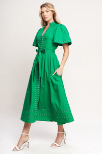 RESORT ESCAPE WOVEN MIDI DRESS