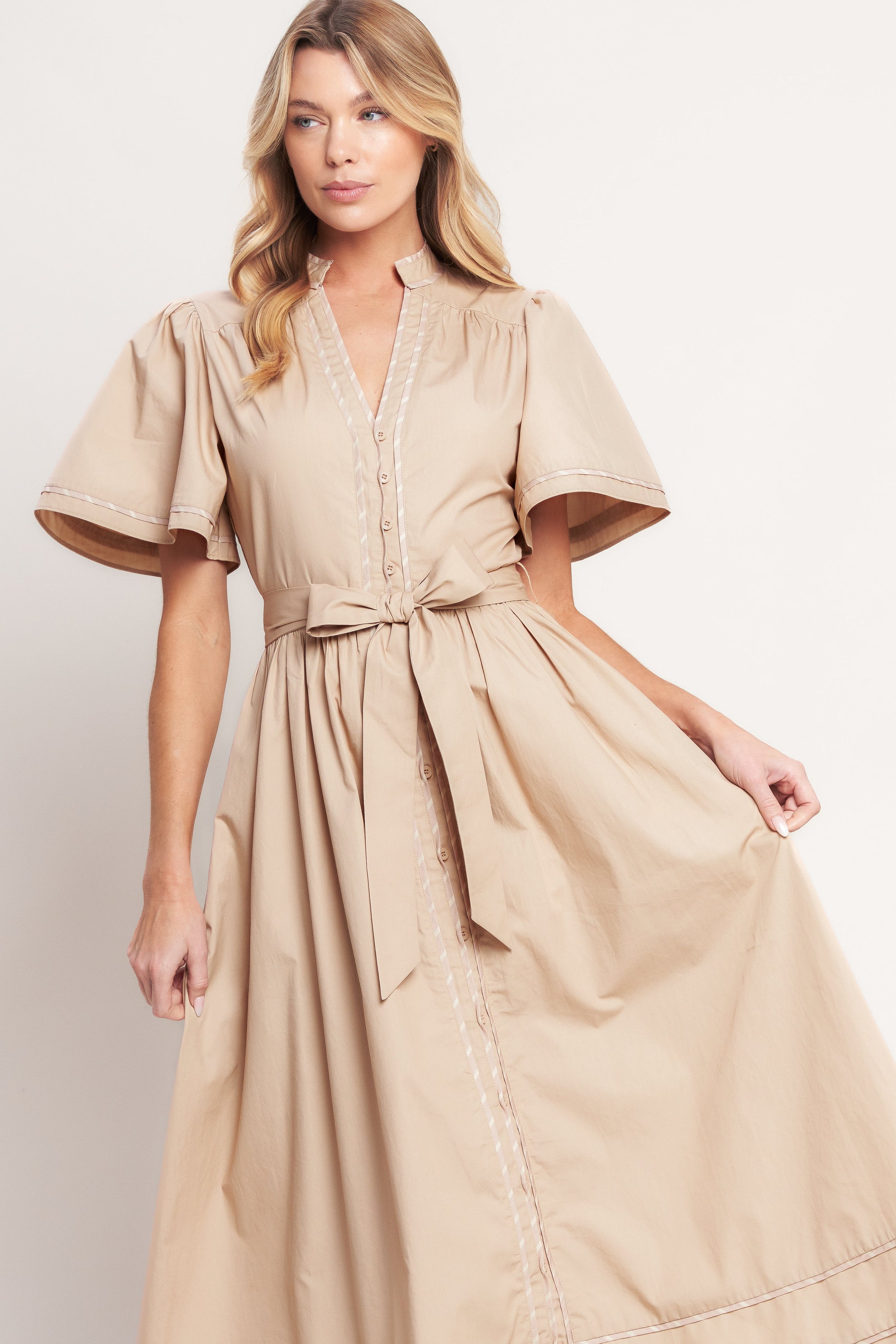 EVERGREEN ROMANCE WOVEN MIDI DRESS