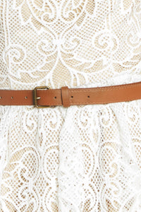 ELEGANT GARDEN WOVEN LACE MIDI DRESS