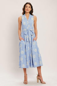 SUMMER SKETCH FLORA WOVEN MIDI DRESS