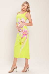 LUSH LIME WOVEN MIDI DRESS