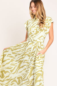 SOFT ZEBRA WOVEN MIDI SHIRT DRESS