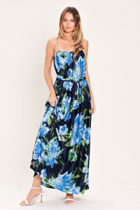 ELEGANT BLOSSOM WOVEN MAXI DRESS