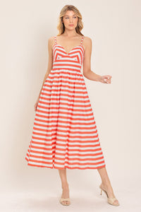 BOARDWALK STRIPE WOVEN MIDI DRESS