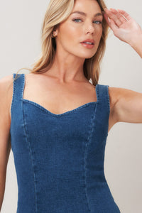 VINTAGE WAVE DENIM MINI DRESS