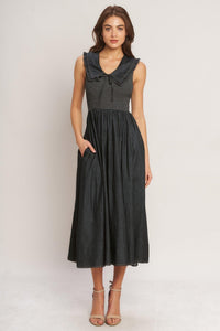 DARK ELEGANCE WOVEN MIDI DRESS