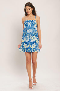 SANTORINI SKY WOVEN MINI SHIFT DRESS