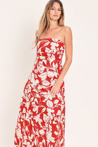 VIBRANT PETAL WOVEN MIDI DRESS