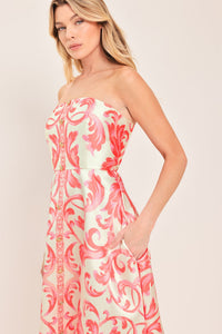 SUNSET ROYALTY WOVEN MIDI DRESS