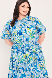 OCEAN GARDEN WOVEN MIDI DRESS