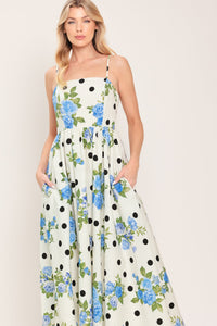 RETRO FLORA WOVEN MIDI DRESS
