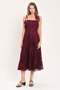 SANDY BLOOM FLORAL WOVEN LACE MIDI DRESS