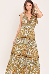 GOLDEN MOSAIC WOVEN MAXI DRESS