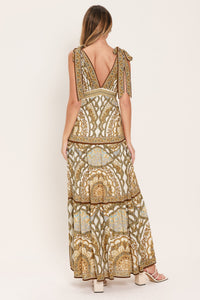 GOLDEN MOSAIC WOVEN MAXI DRESS
