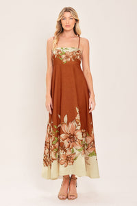 AUTUMN PETAL WOVEN MIDI DRESS