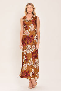 SPICED FLORAL WOVEN MIDI DRESS