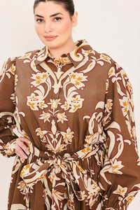 AMBER MEDALLION WOVEN SHIRT MAXI DRESS
