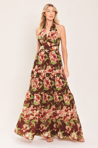 MERLOT MAGNOLIA WOVEN MAXI DRESS